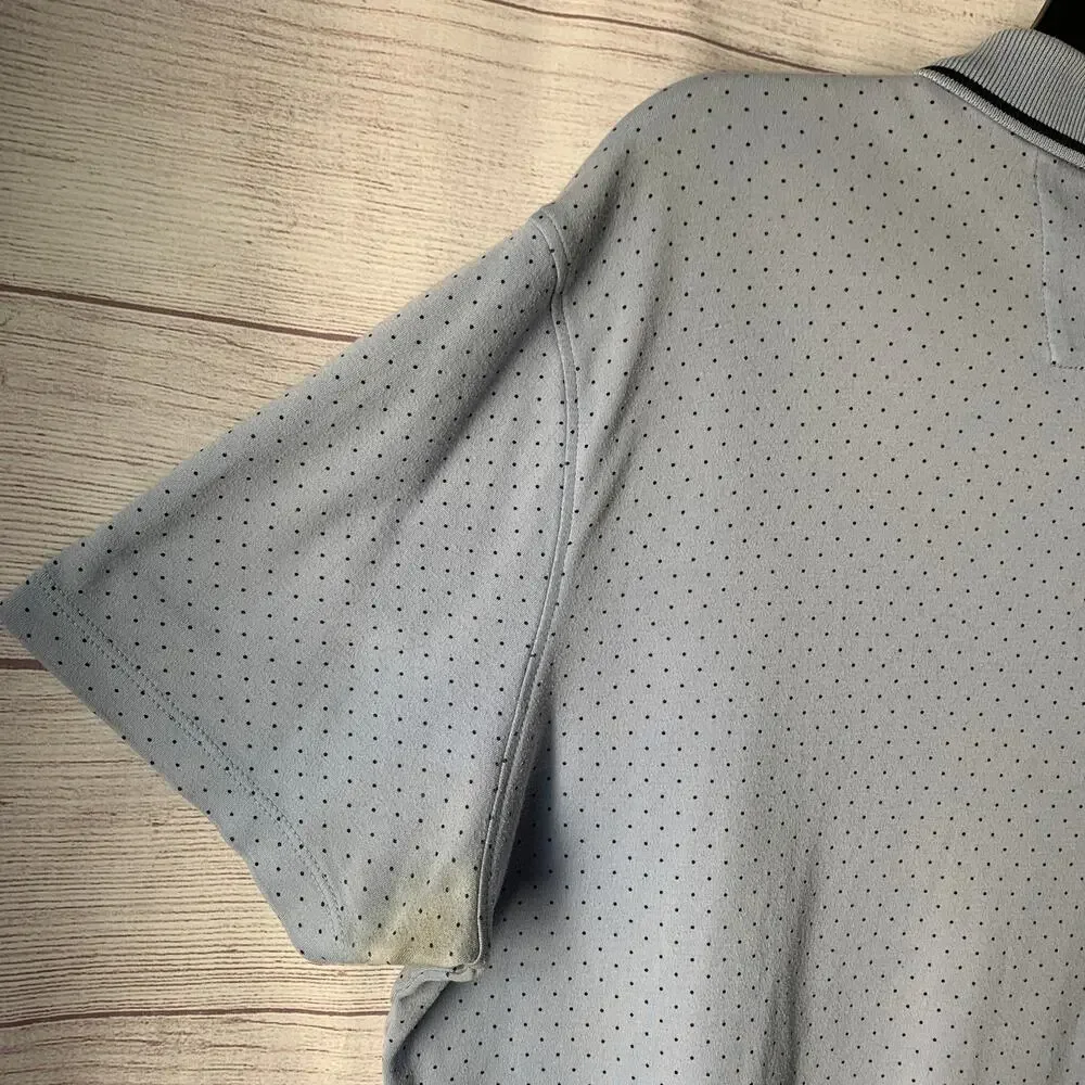Banana Republic Men's Light Blue Polka Dot Polo Shirt Short Sleeves Size Large